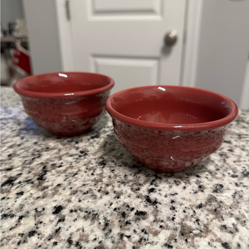 Longaberger Red Ceramic Bowls